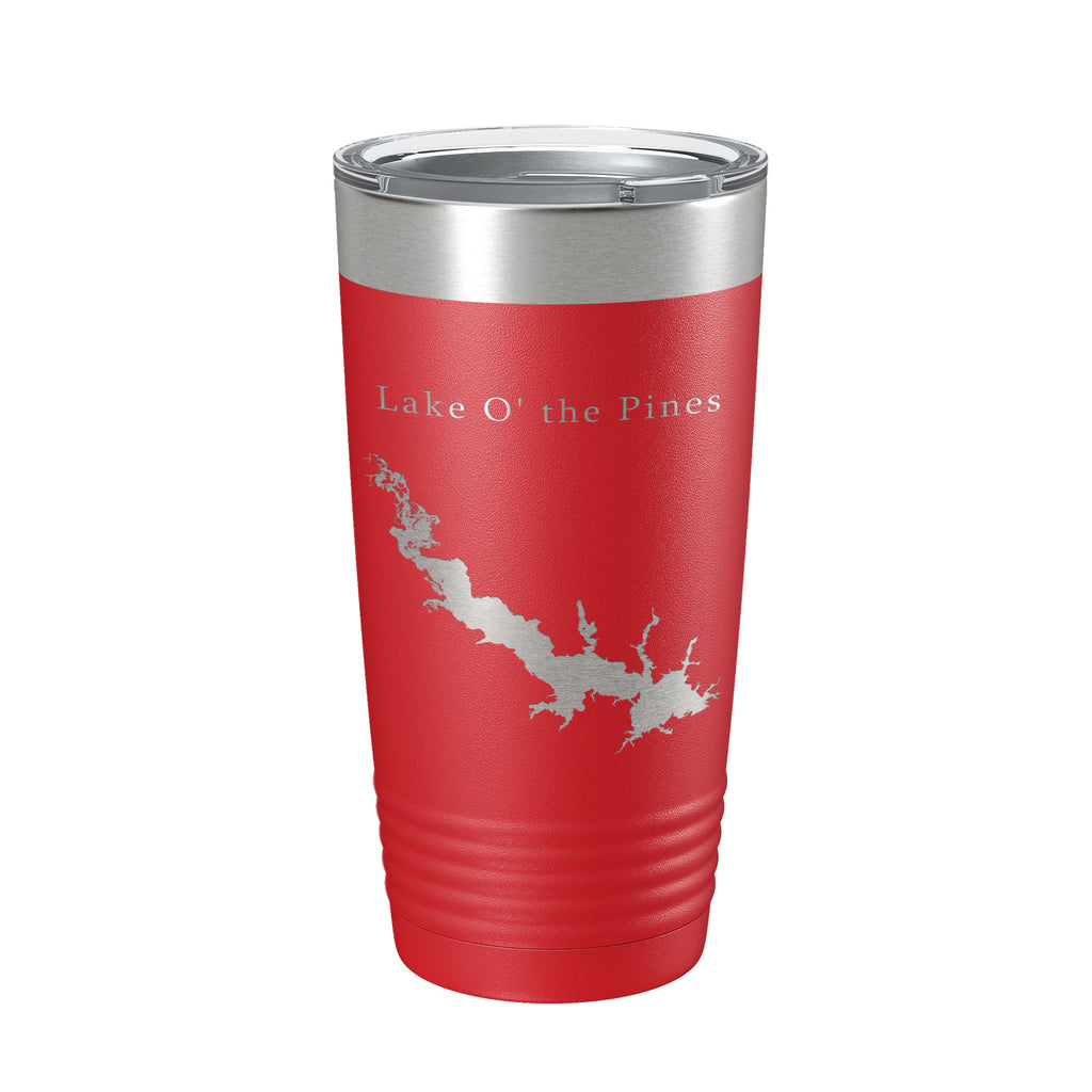 Lake O' the Pines Map Tumbler Travel Mug Insulated Laser Engraved Coffee Cup Texas 20 oz