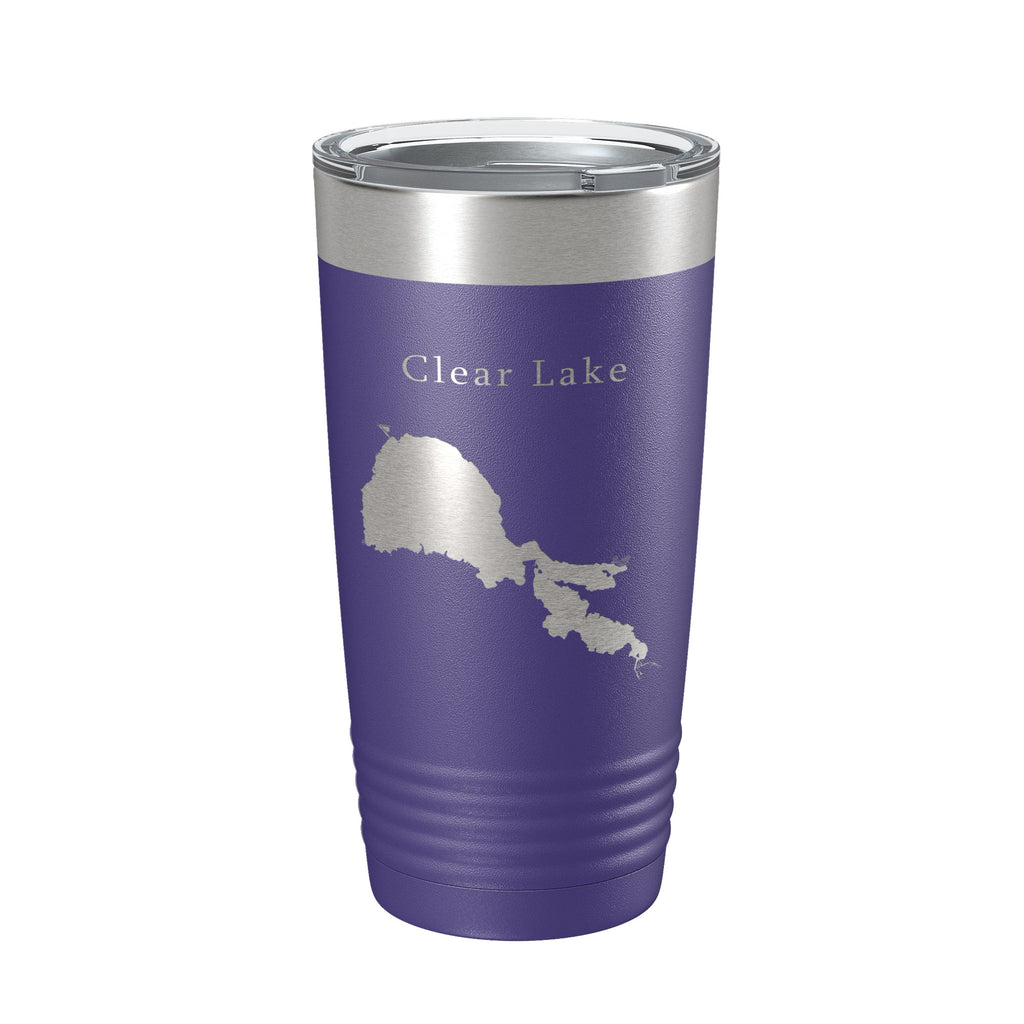 Clear Lake Map Tumbler Travel Mug Insulated Laser Engraved Coffee Cup California 20 oz