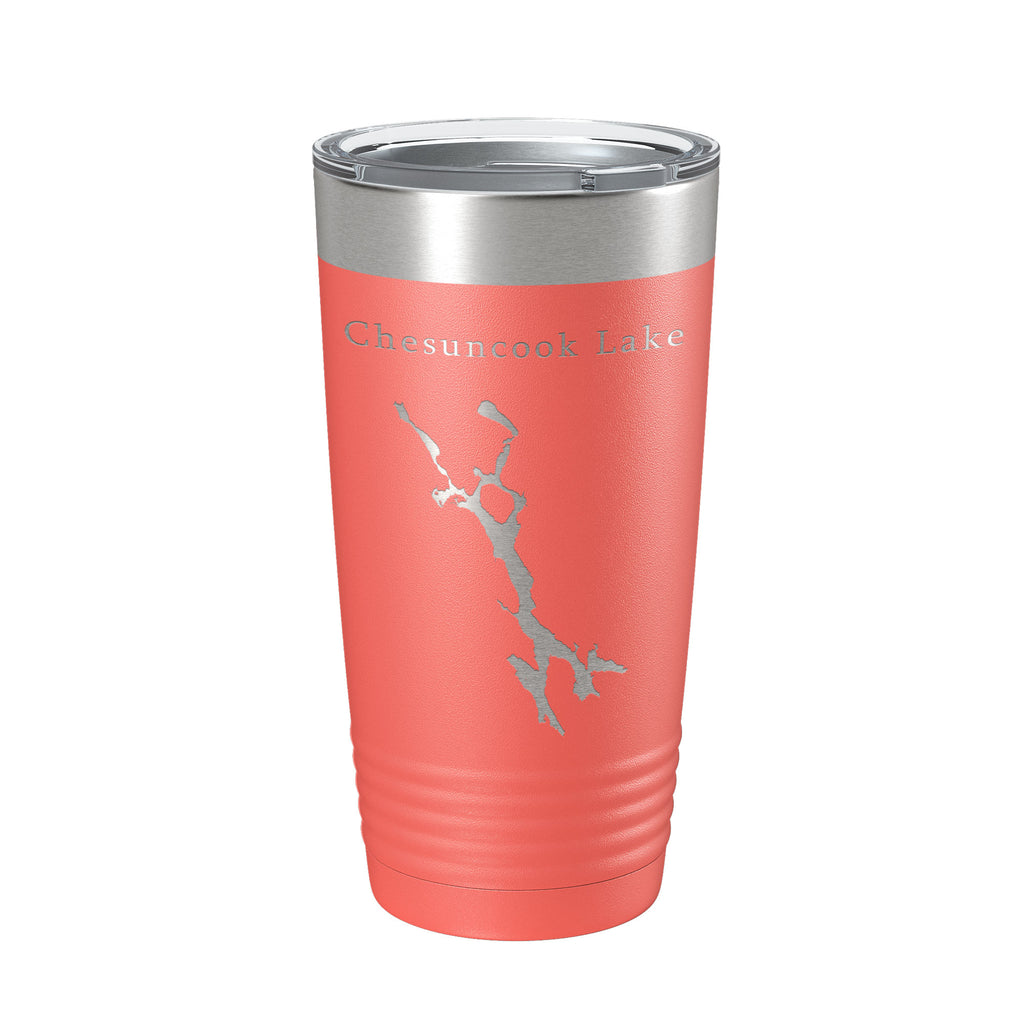 Chesuncook Lake Map Tumbler Travel Mug Insulated Laser Engraved Coffee Cup Maine 20 oz