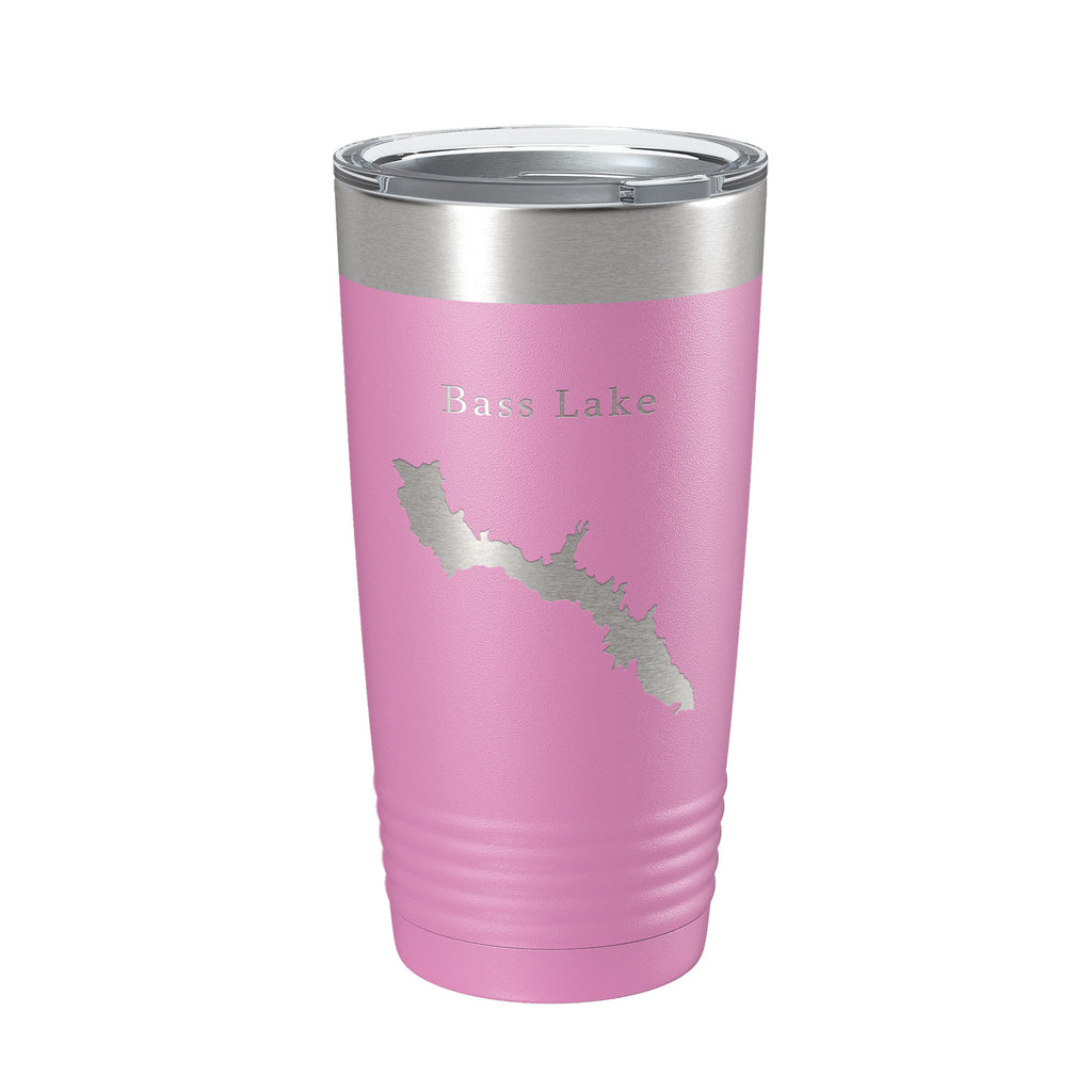 Bass Lake Map Tumbler Travel Mug Insulated Laser Engraved Coffee Cup California 20 oz