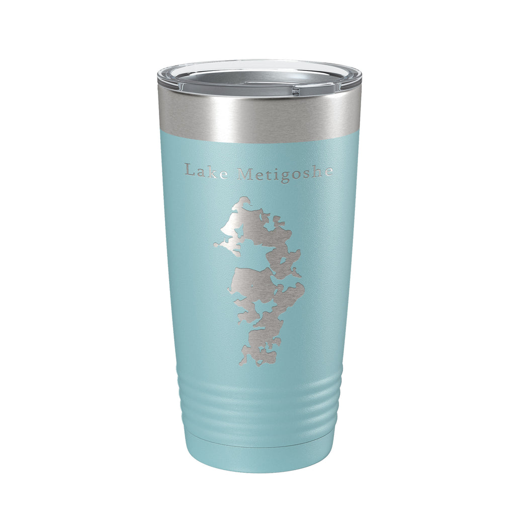 Lake Metigoshe Map Tumbler Travel Mug Insulated Laser Engraved Coffee Cup North Dakota 20 oz