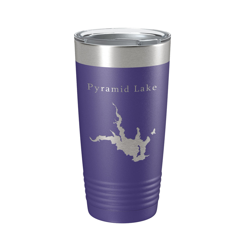 Pyramid Lake Map Tumbler Travel Mug Insulated Laser Engraved Coffee Cup California 20 oz