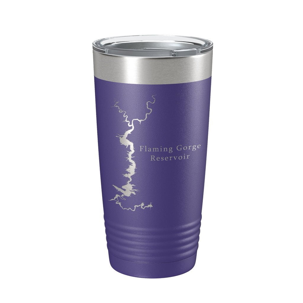 Flaming Gorge Reservoir Tumbler Lake Map Travel Mug Insulated Laser Engraved Coffee Cup Utah Wyoming 20 oz