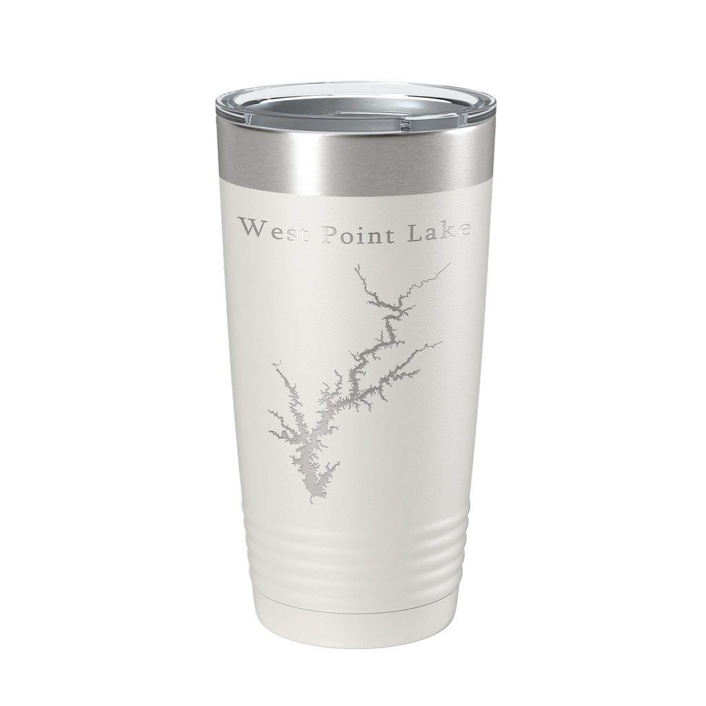 West Point Lake Map Tumbler Travel Mug Insulated Laser Engraved Coffee Cup Alabama Georgia 20 oz