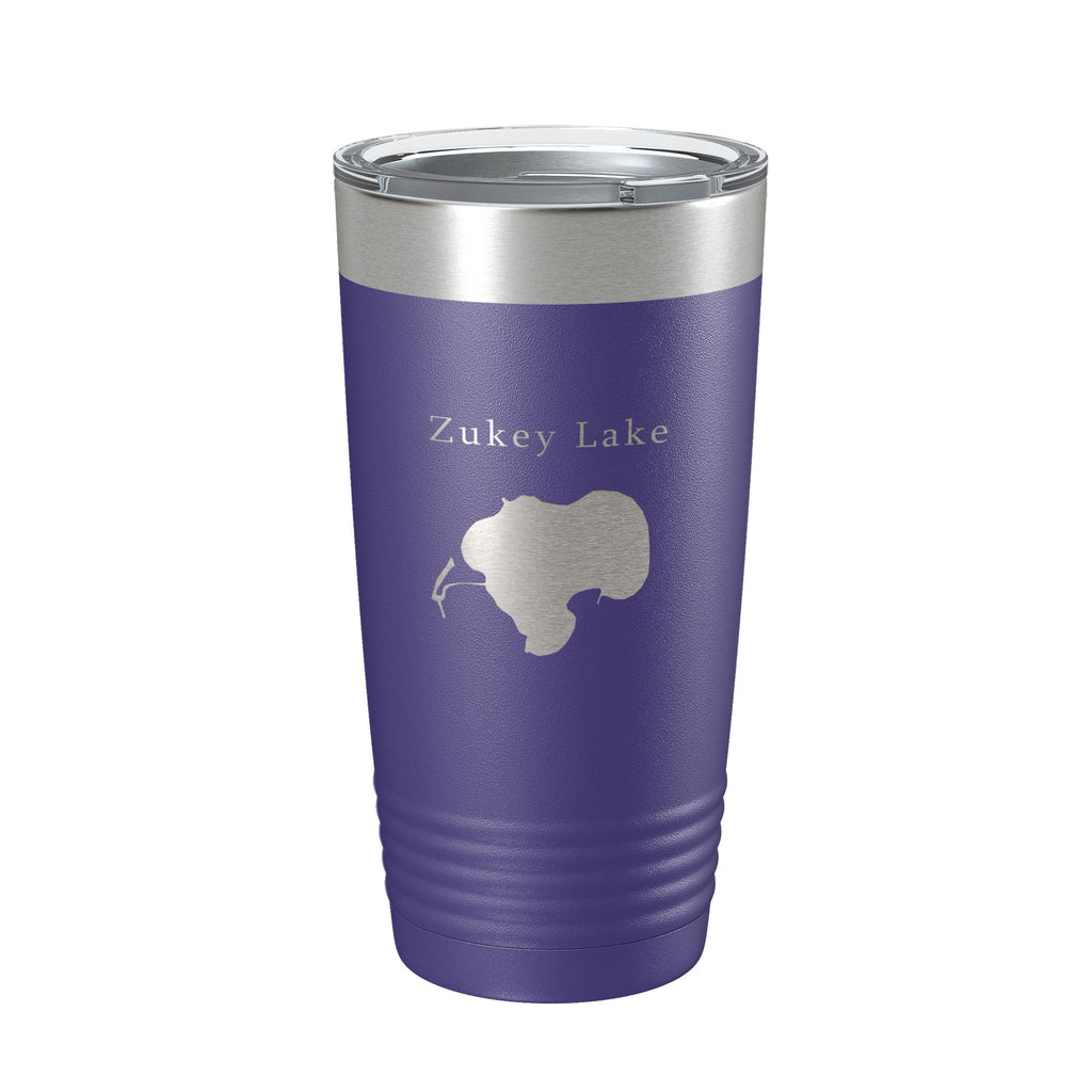 Zukey Lake Map Tumbler Travel Mug Insulated Laser Engraved Coffee Cup Huron River Chain of Lakes Michigan 20 oz