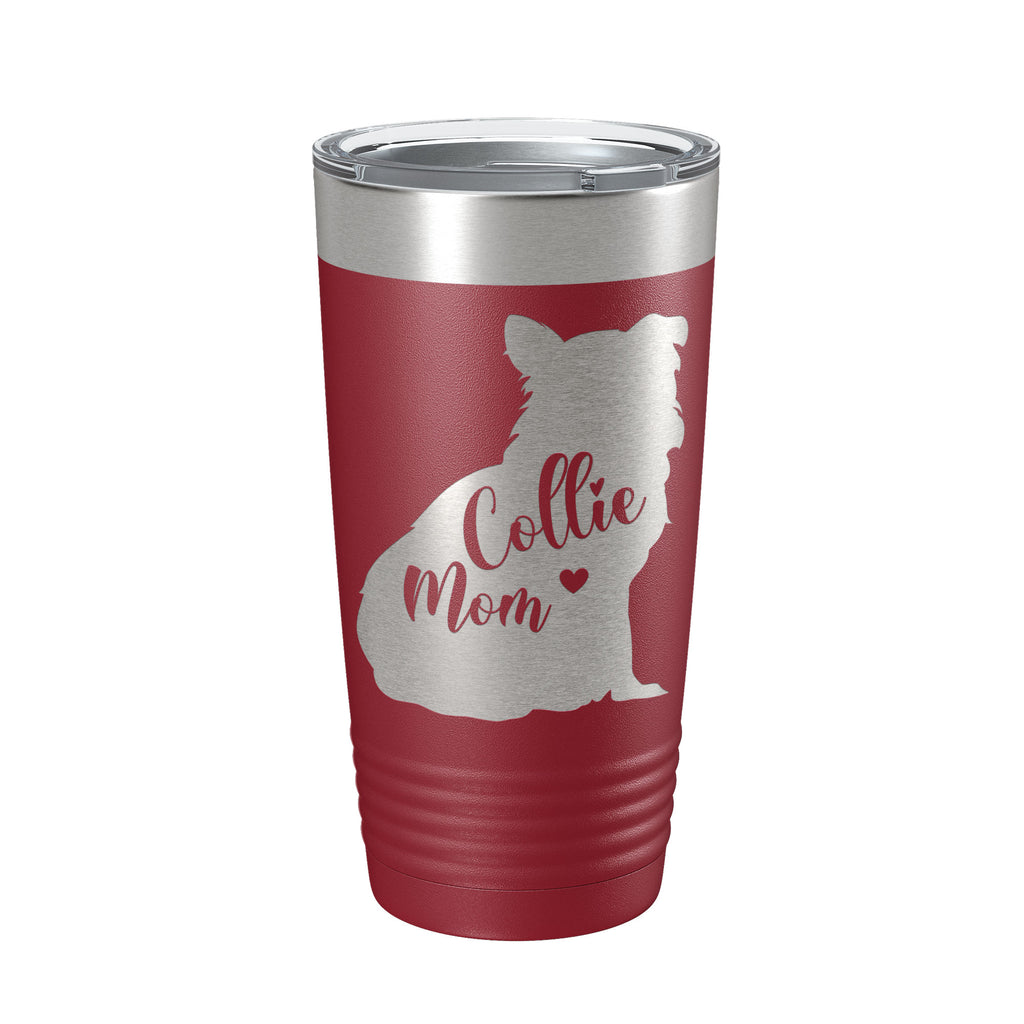 Collie Mom Tumbler Dog Travel Mug Gift Insulated Laser Engraved Coffee Cup 20 oz