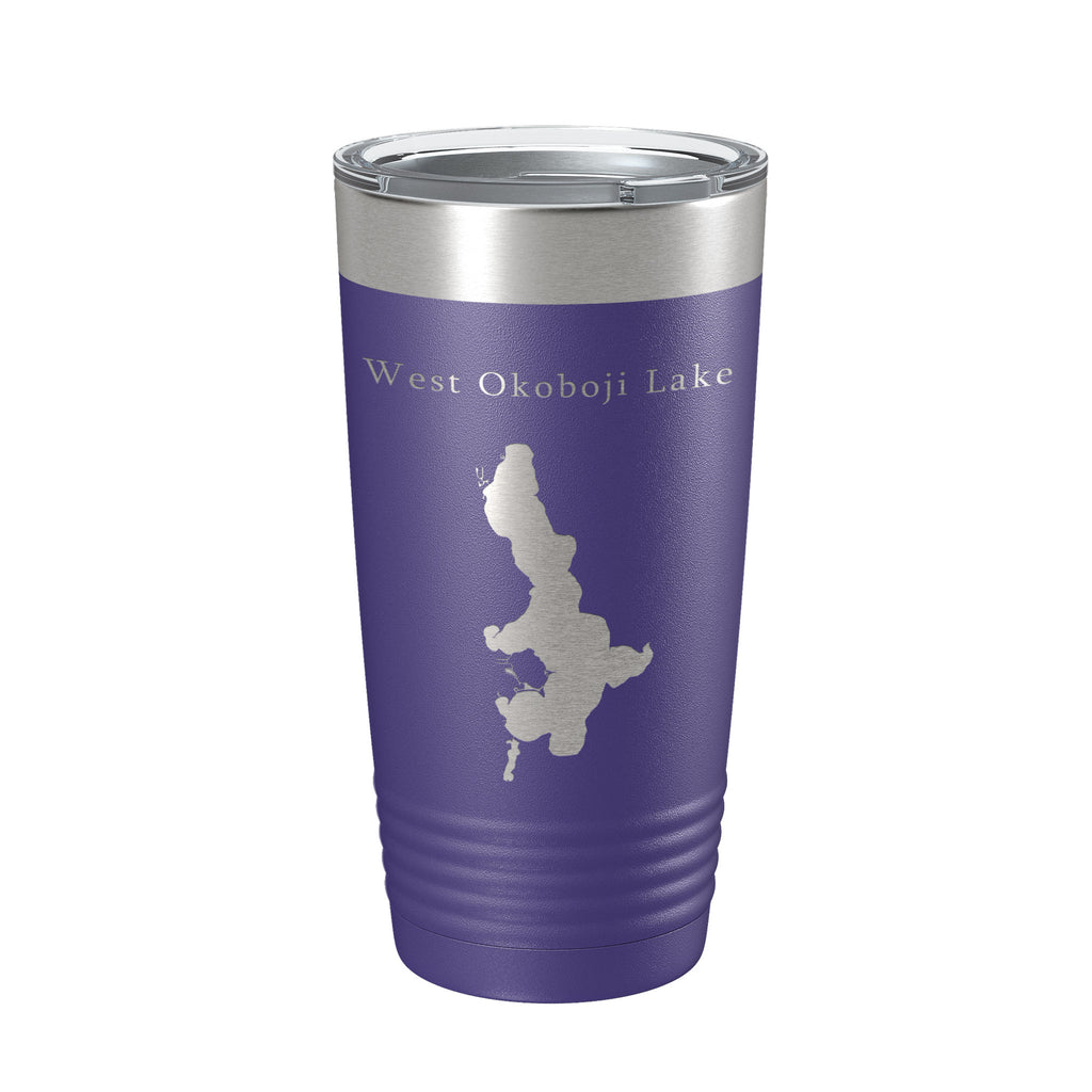 West Okoboji Lake Map Tumbler Travel Mug Insulated Laser Engraved Coffee Cup Iowa 20 oz