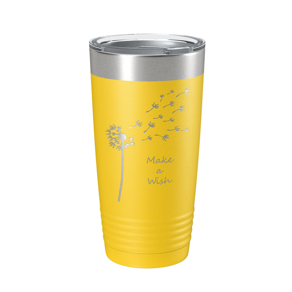 Dandelion Make A Wish Tumbler Travel Mug Gift Mom Daughter Her Women Girls Insulated Laser Engraved Coffee Cup 20 oz