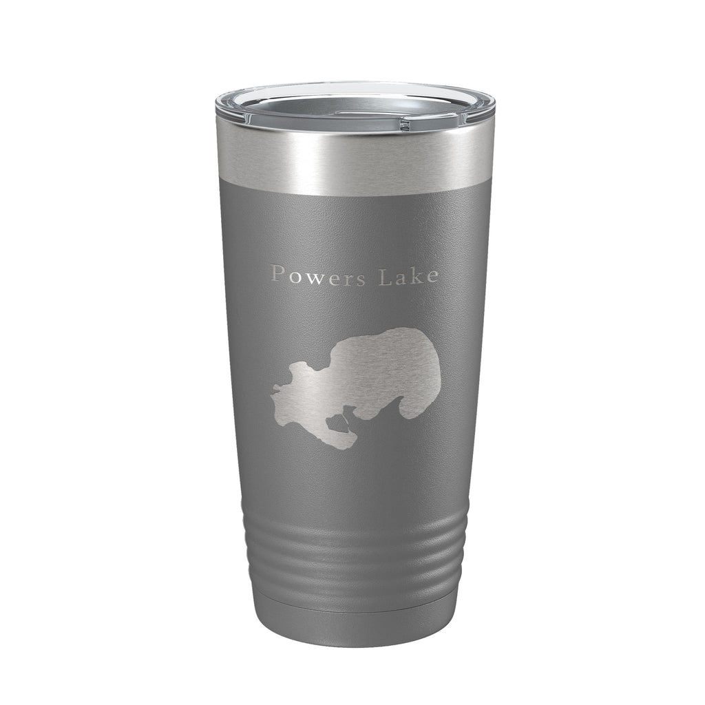 Powers Lake Map Tumbler Travel Mug Insulated Laser Engraved Coffee Cup Wisconsin 20 oz
