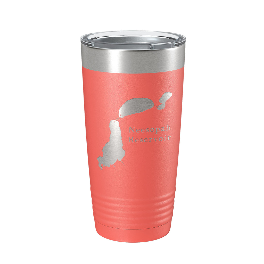 Neesopah Reservoir Tumbler Lake Map Travel Mug Insulated Laser Engraved Coffee Cup Colorado 20 oz