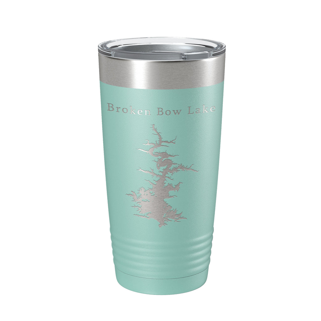 Broken Bow Lake Map Tumbler Travel Mug Insulated Laser Engraved Coffee Cup Oklahoma 20 oz