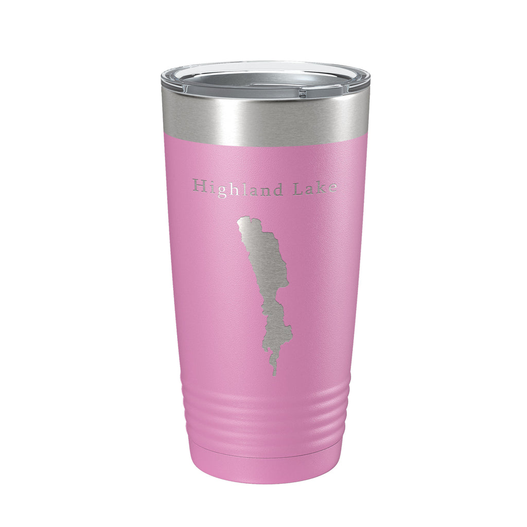 Highland Lake Map Tumbler Travel Mug Insulated Laser Engraved Coffee Cup Westbook Maine 20 oz