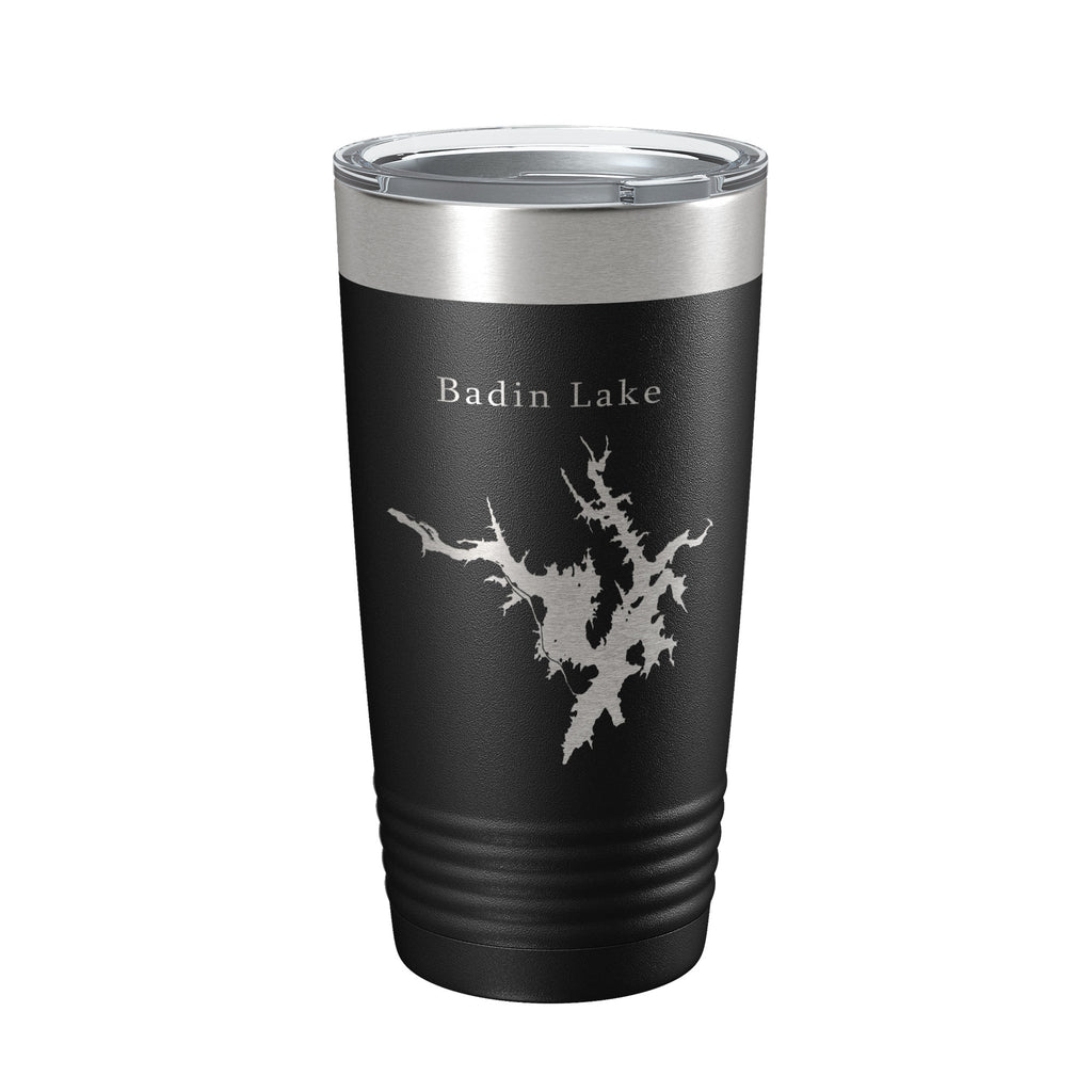 Badin Lake Map Tumbler Travel Mug Insulated Laser Engraved Coffee Cup North Carolina 20 oz