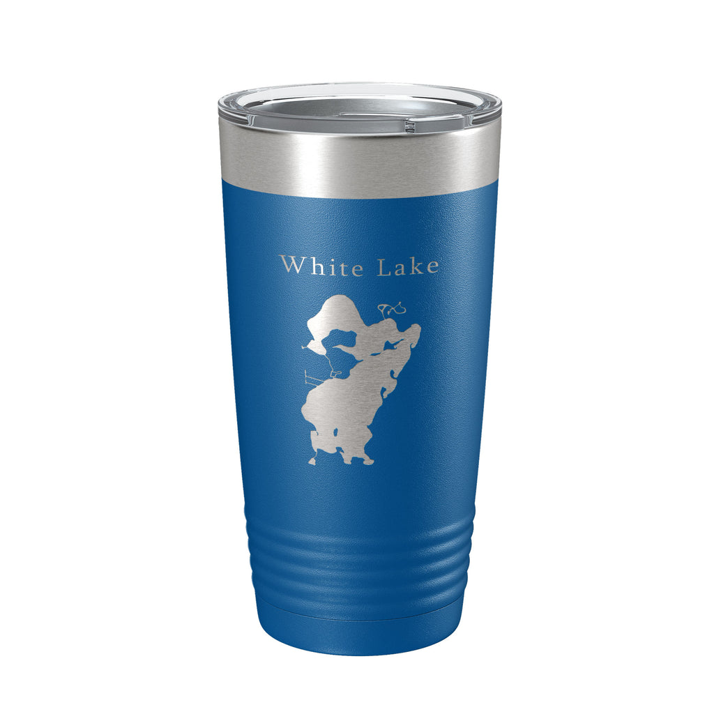 White Lake Map Tumbler Travel Mug Insulated Laser Engraved Coffee Cup Michigan 20 oz