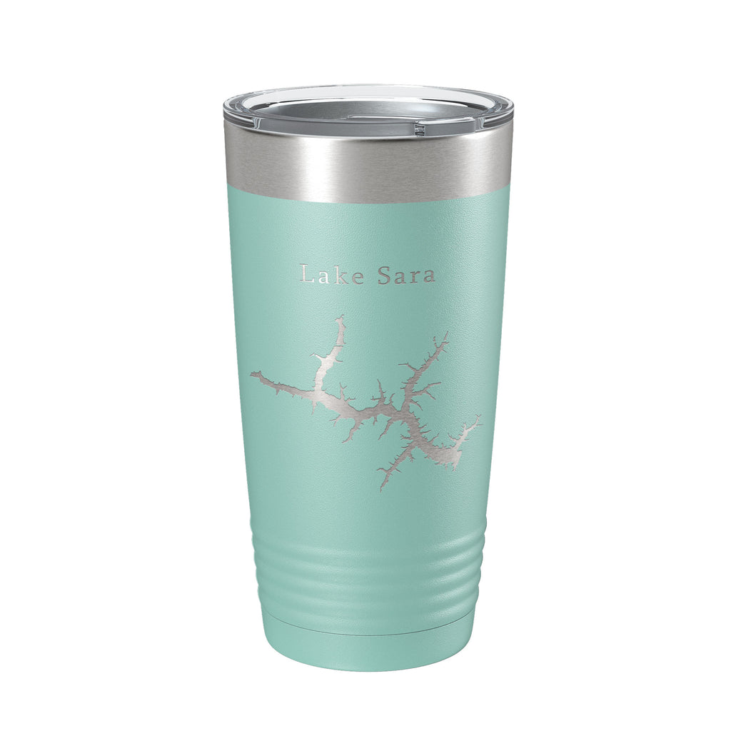 Lake Sara Map Tumbler Travel Mug Insulated Laser Engraved Coffee Cup Illinois 20 oz