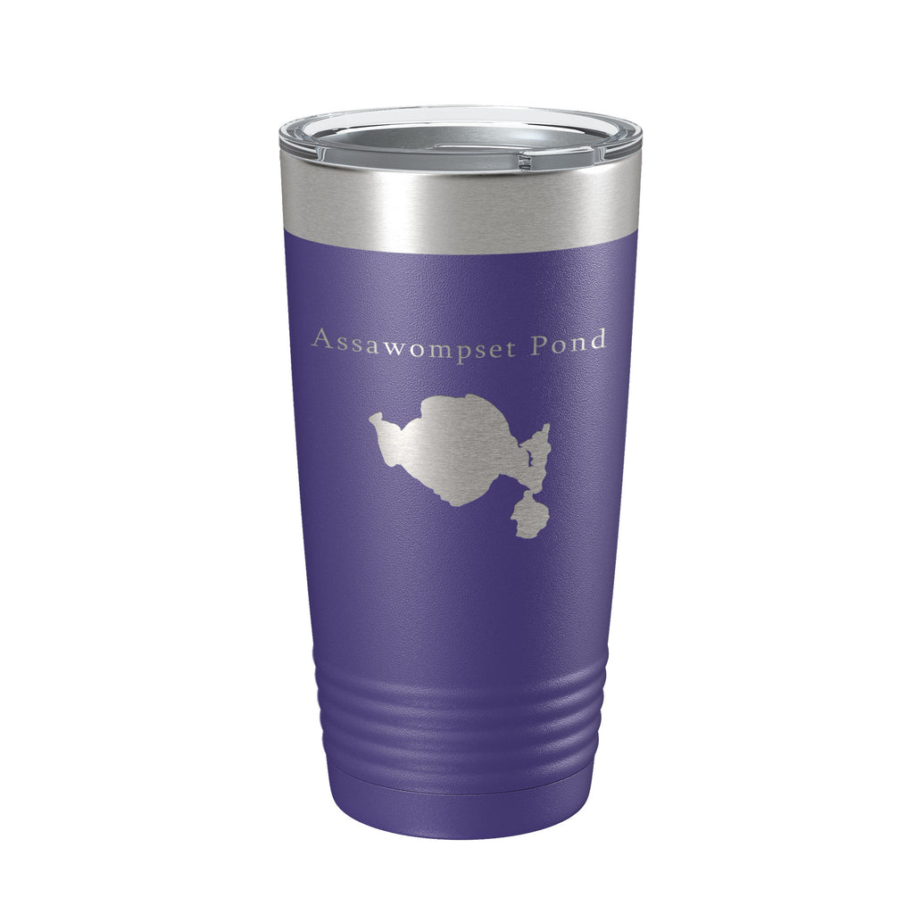 Assawompset Pond Tumbler Lake Map Travel Mug Insulated Laser Engraved Coffee Cup Massachusetts 20 oz