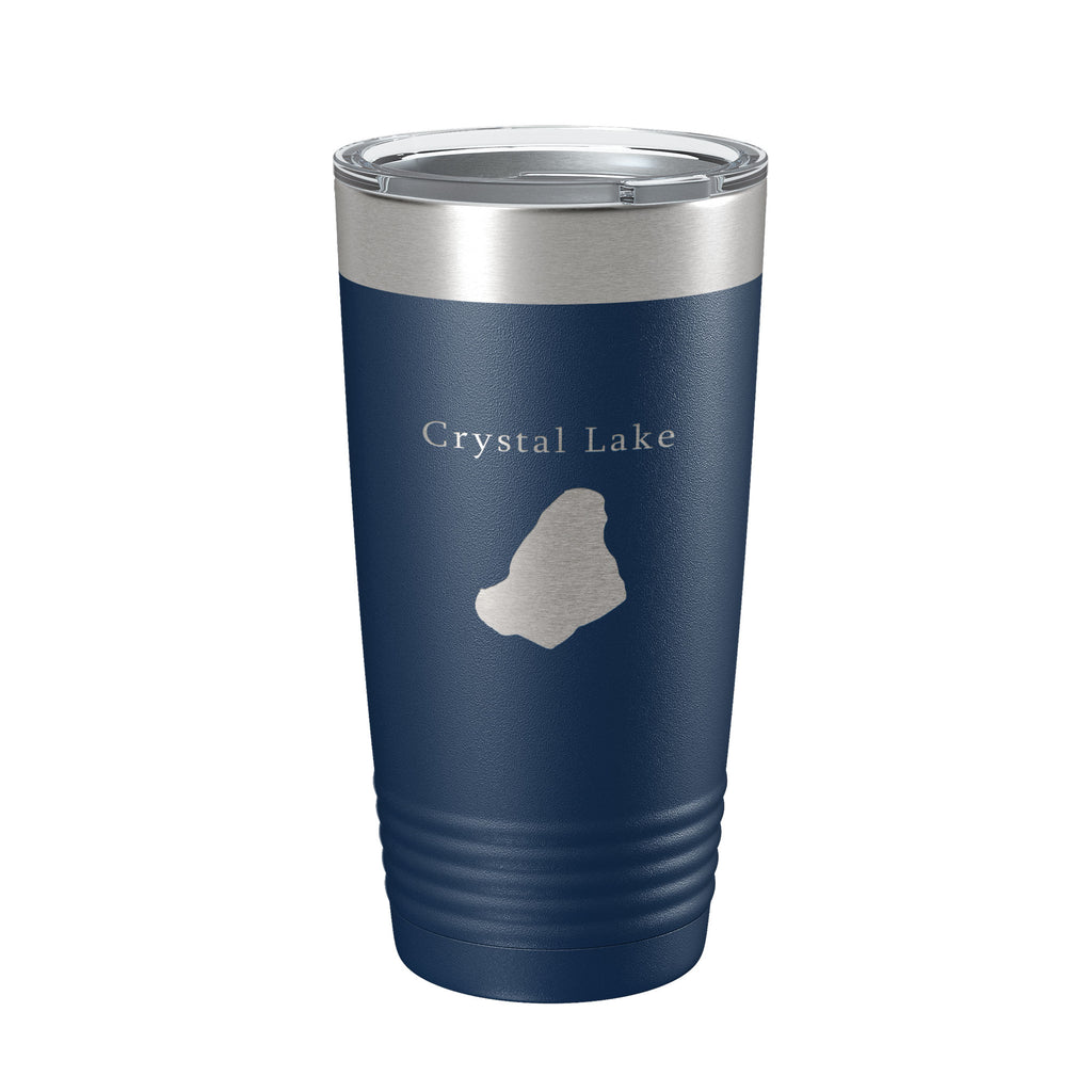 Crystal Lake Map Tumbler Travel Mug Insulated Laser Engraved Coffee Cup Massachusetts 20 oz
