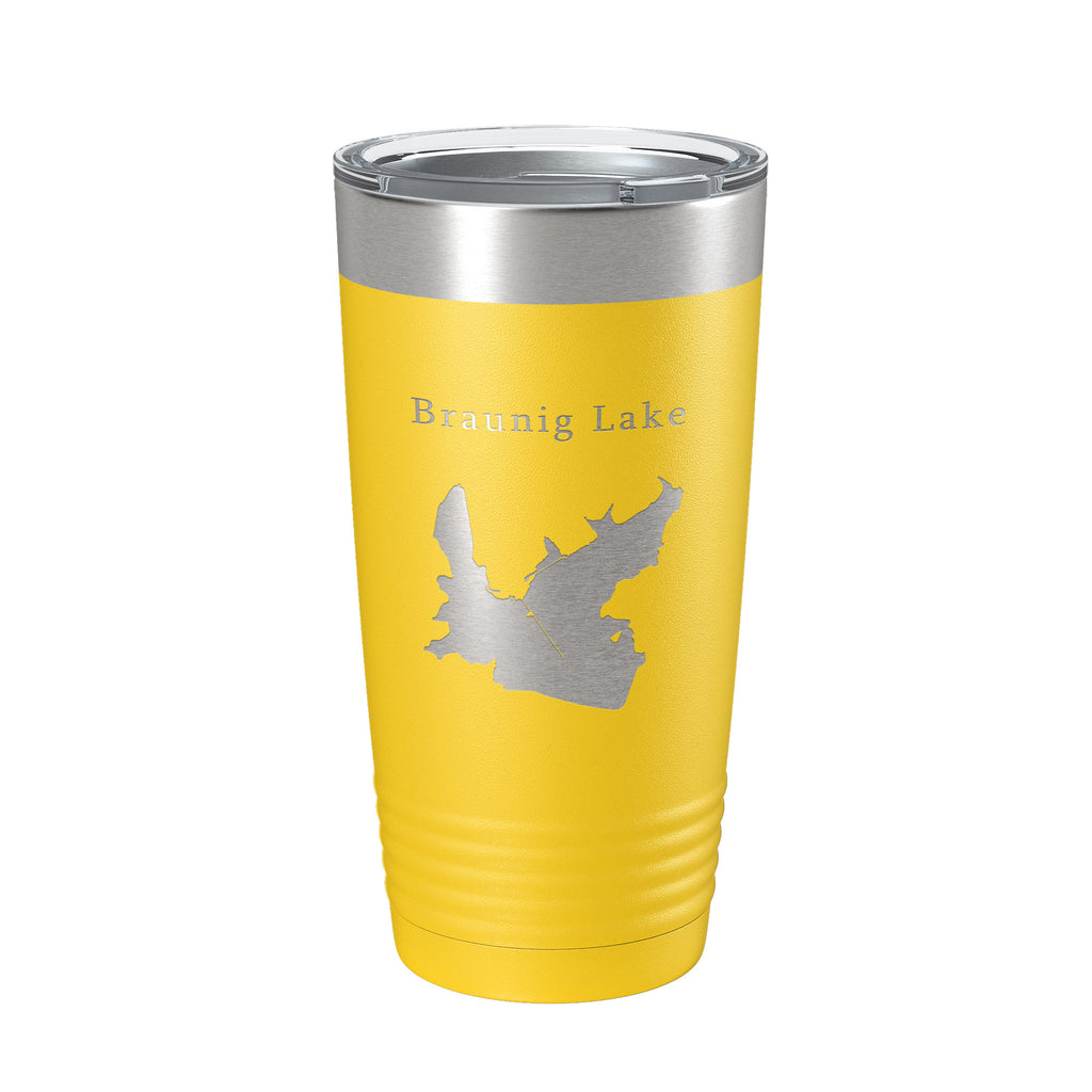 Victor Braunig Lake Map Tumbler Travel Mug Insulated Laser Engraved Coffee Cup Texas 20 oz
