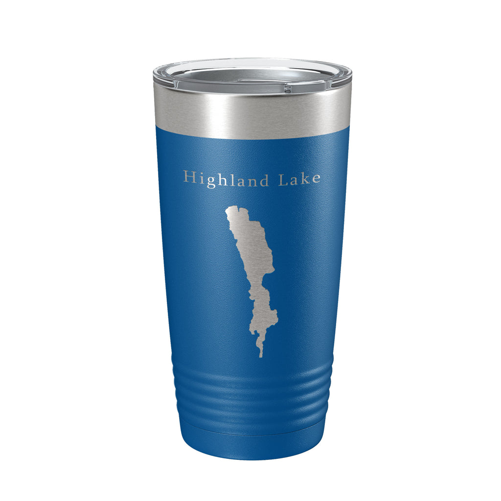 Highland Lake Map Tumbler Travel Mug Insulated Laser Engraved Coffee Cup Westbook Maine 20 oz