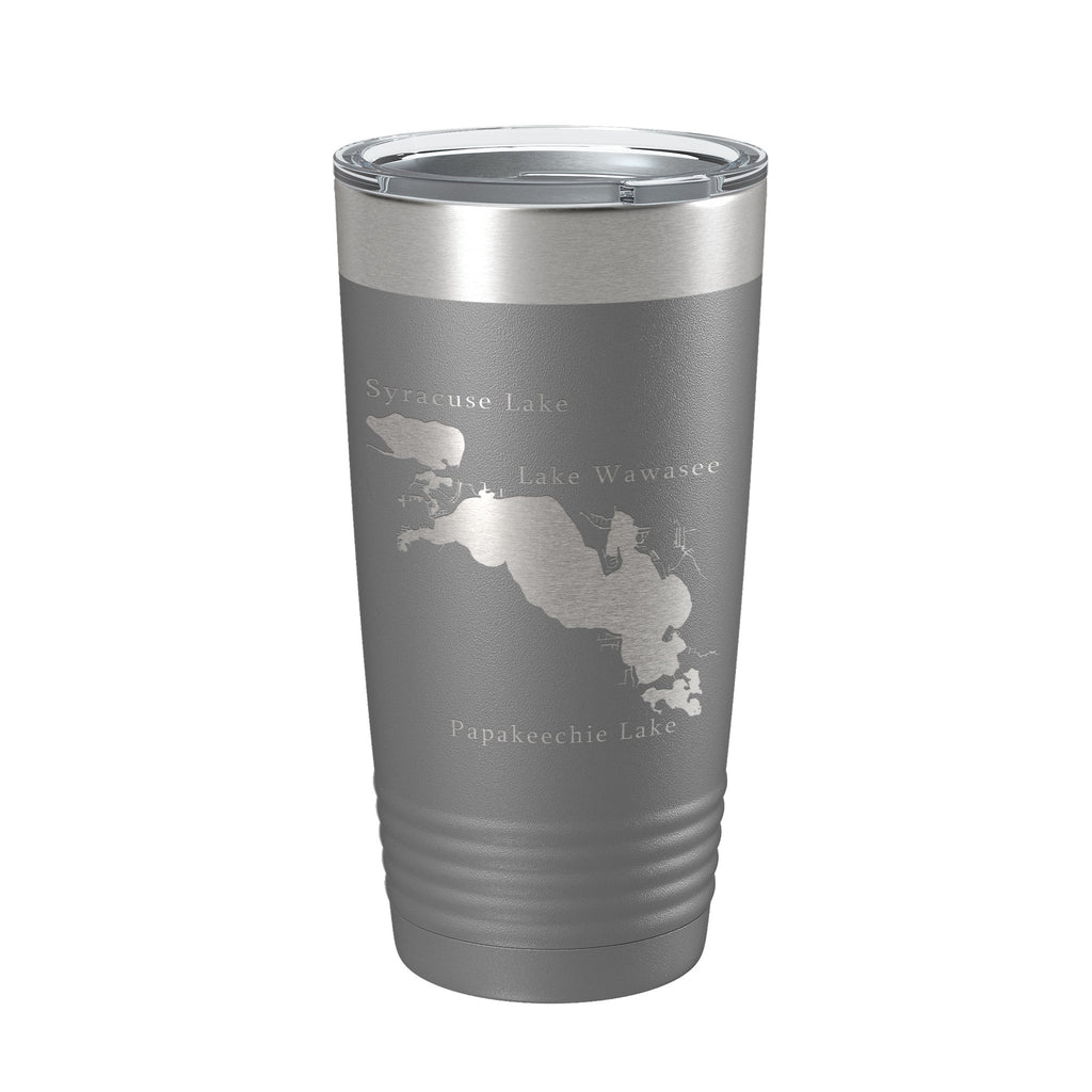 Lakes Wawasee Syracuse & Papakeechie Map Tumbler Travel Mug Insulated Laser Engraved Coffee Cup Indiana 20 oz