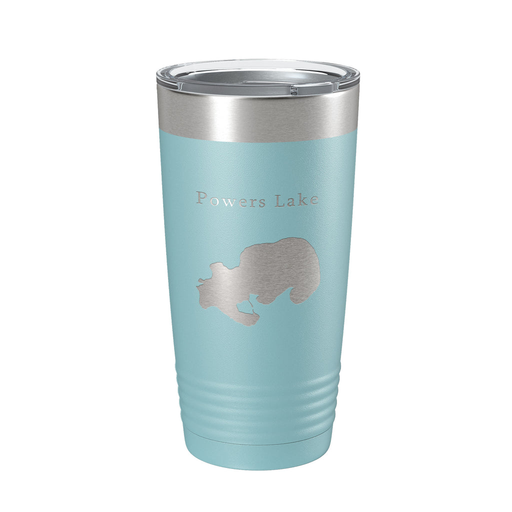 Powers Lake Map Tumbler Travel Mug Insulated Laser Engraved Coffee Cup Wisconsin 20 oz