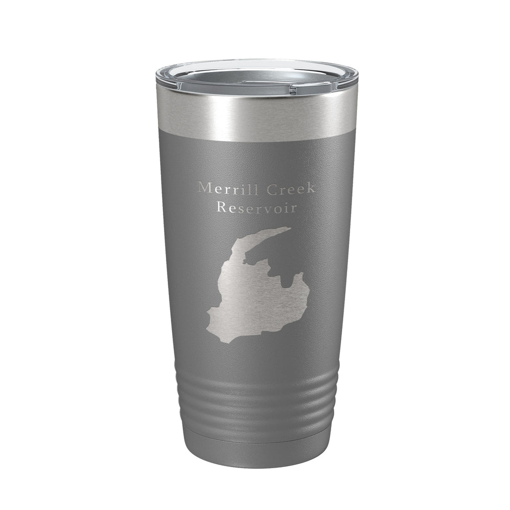 Merrill Creek Reservoir Tumbler Lake Map Travel Mug Insulated Laser Engraved Coffee Cup New Jersey 20 oz