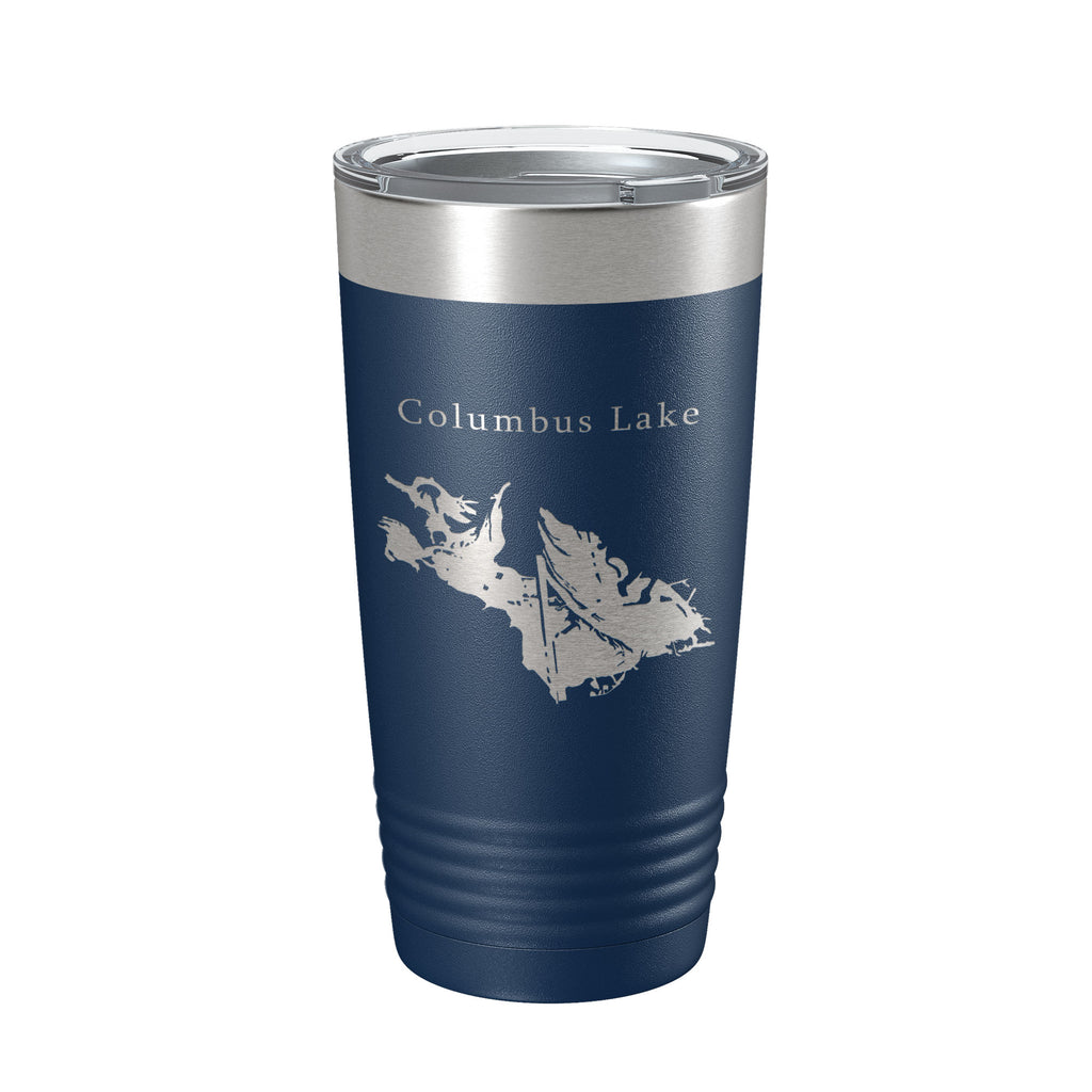 Columbus Lake Map Tumbler Travel Mug Insulated Laser Engraved Coffee Cup Mississippi 20 oz