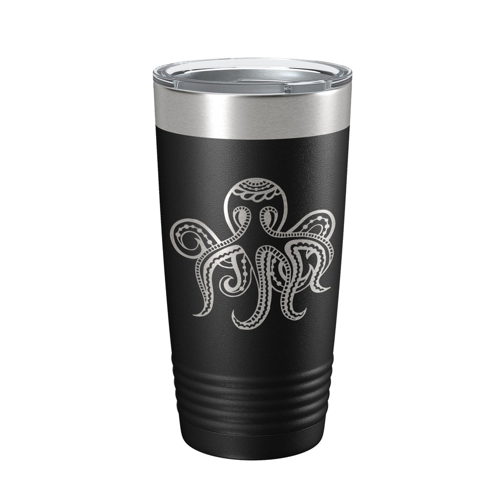 Octopus Tumbler Zentangle Travel Mug Insulated Laser Engraved Coffee Cup 20 oz