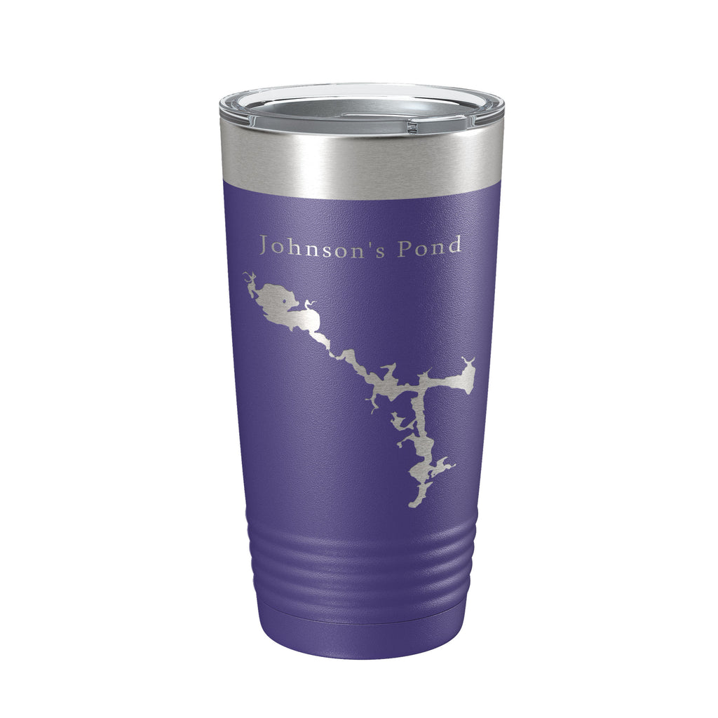 Johnson's Pond Tumbler Lake Map Travel Mug Insulated Laser Engraved Coffee Cup Rhode Island 20 oz
