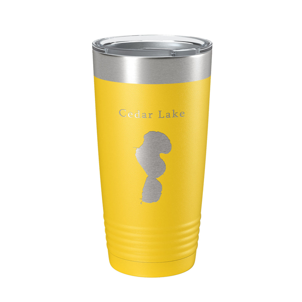 Cedar Lake Map Tumbler Travel Mug Insulated Laser Engraved Coffee Cup Indiana 20 oz