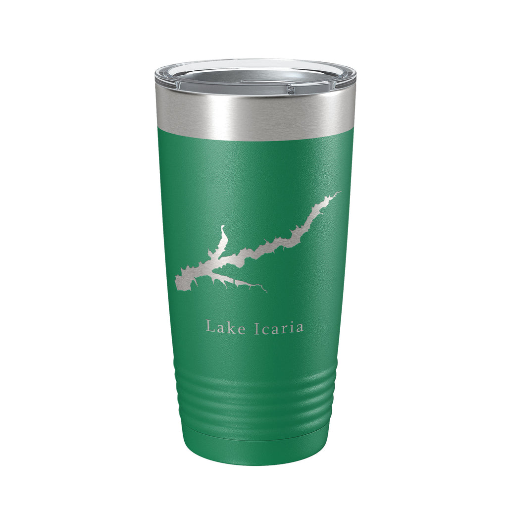 Lake Icaria Map Tumbler Travel Mug Insulated Laser Engraved Coffee Cup Iowa 20 oz