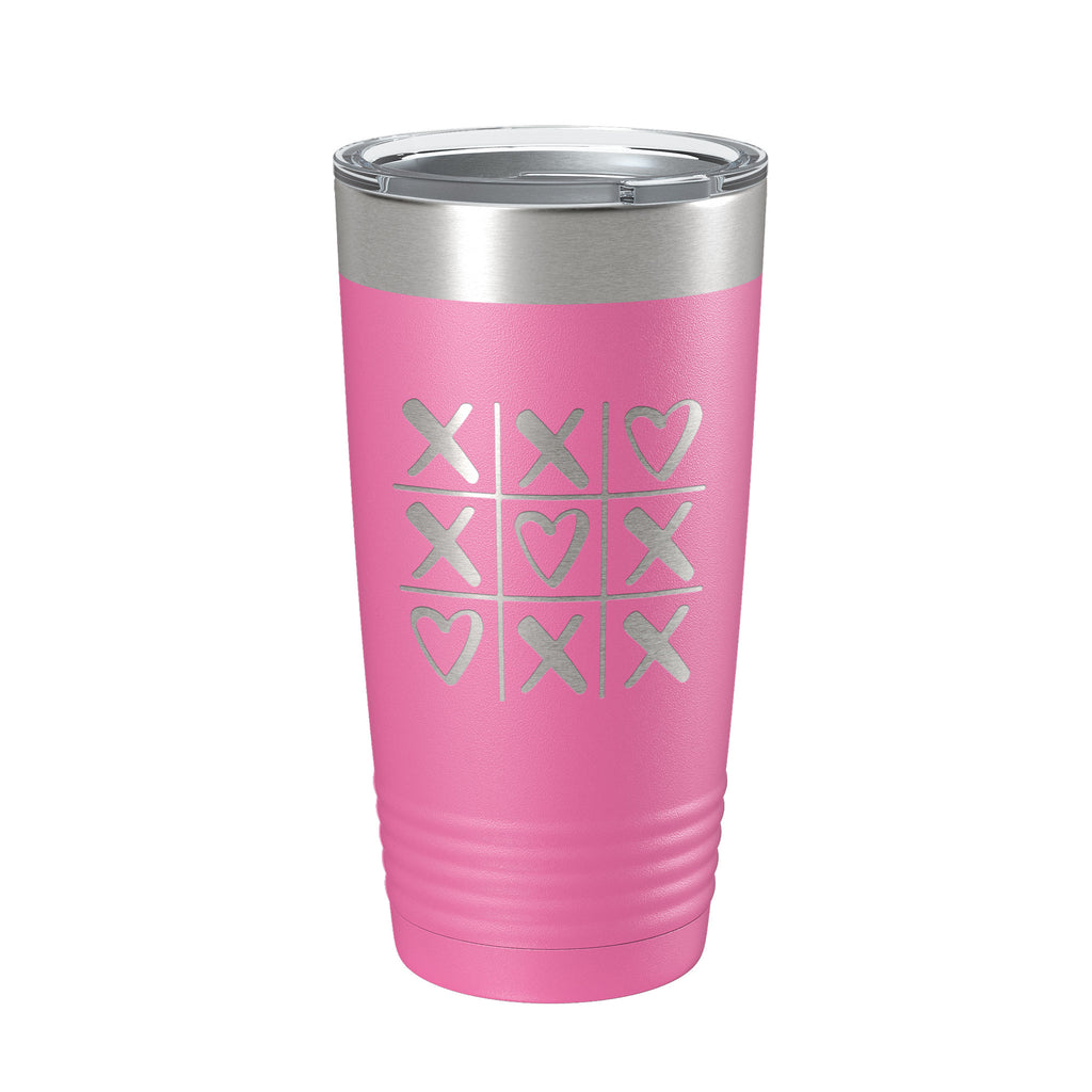 Valentine's Day Tumbler Tic Tac Toe Hearts Travel Mug Insulated Laser Engraved Coffee Cup 20 oz