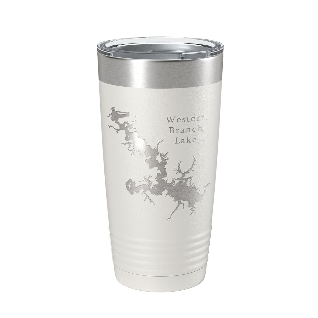 Western Branch Lake Reservoir Map Tumbler Travel Mug Insulated Laser Engraved Coffee Cup Suffolk Virginia 20 oz