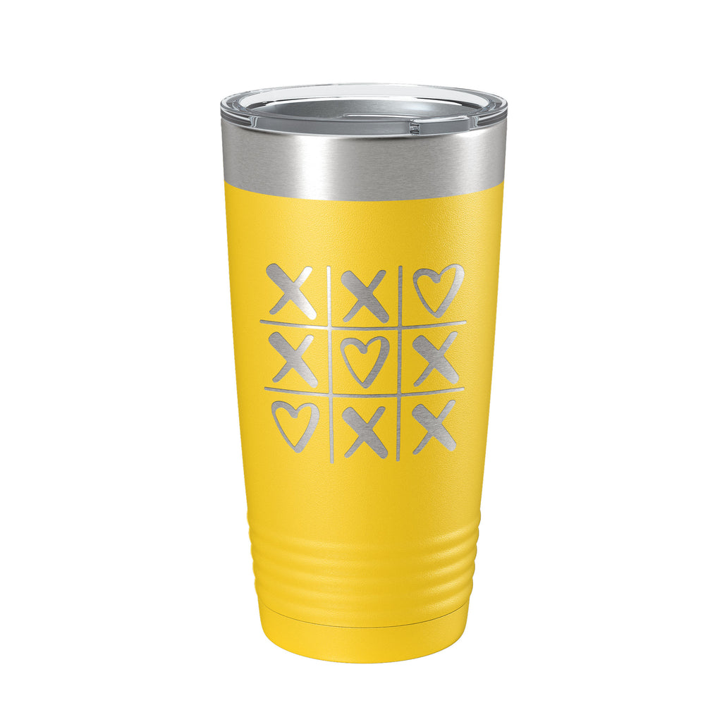 Valentine's Day Tumbler Tic Tac Toe Hearts Travel Mug Insulated Laser Engraved Coffee Cup 20 oz
