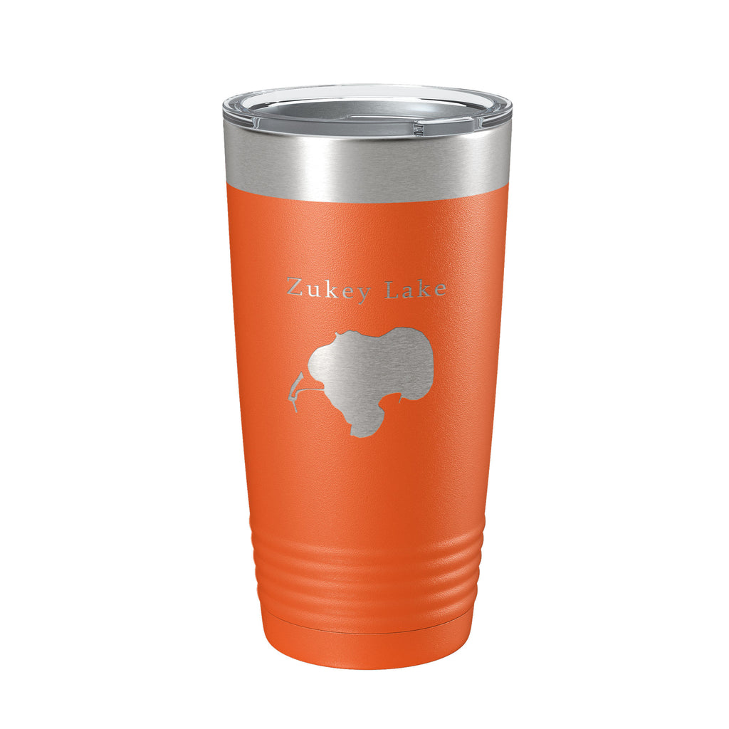 Zukey Lake Map Tumbler Travel Mug Insulated Laser Engraved Coffee Cup Huron River Chain of Lakes Michigan 20 oz