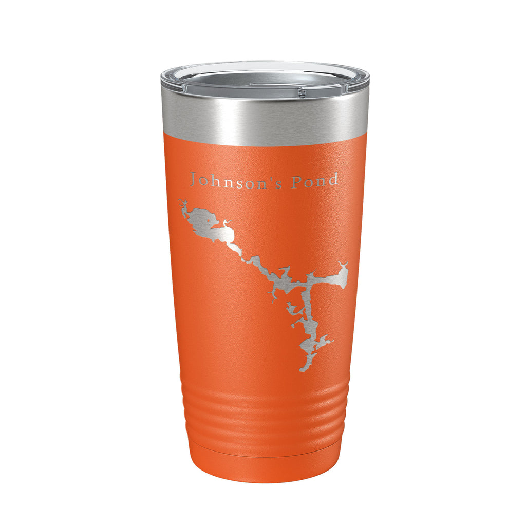 Johnson's Pond Tumbler Lake Map Travel Mug Insulated Laser Engraved Coffee Cup Rhode Island 20 oz