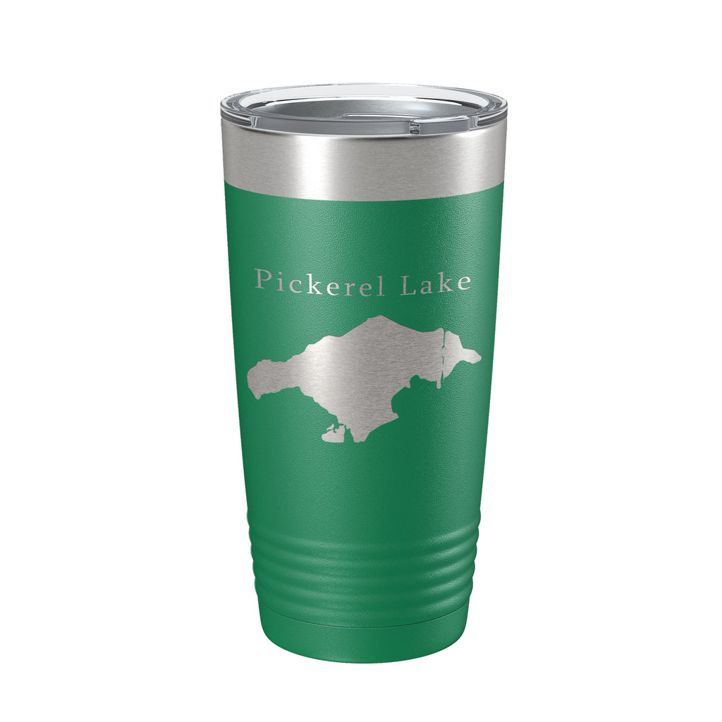 Pickerel Lake Map Tumbler Travel Mug Insulated Laser Engraved Coffee Cup Michigan 20 oz