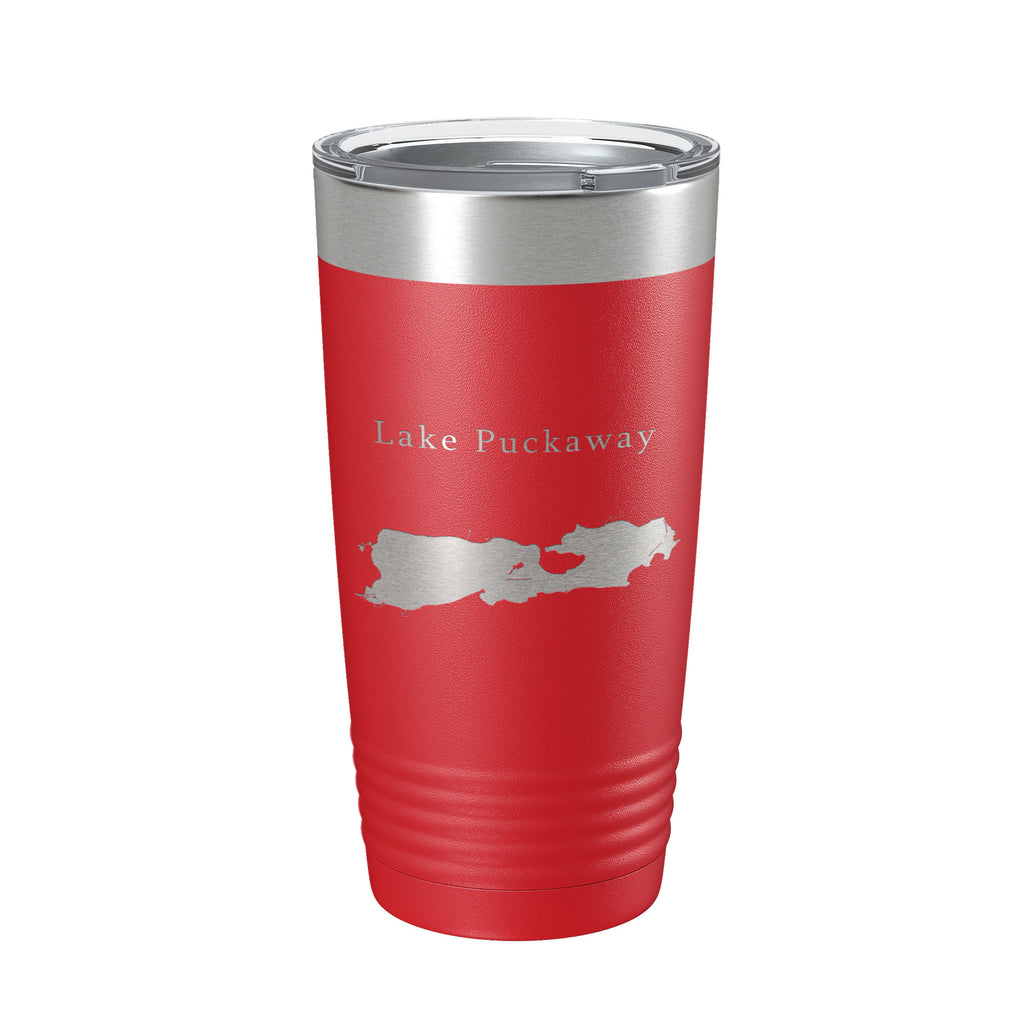 Lake Puckaway Map Tumbler Travel Mug Insulated Laser Engraved Coffee Cup Wisconsin 20 oz