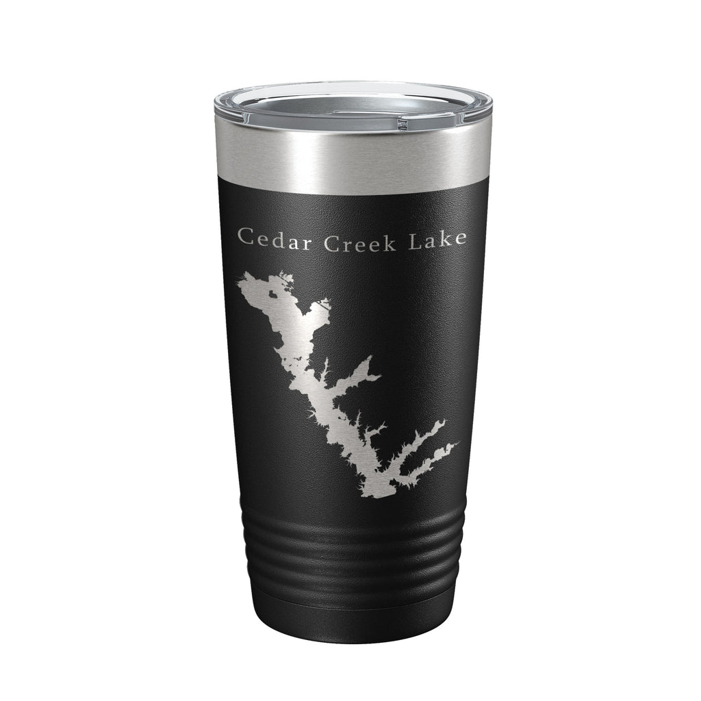 Cedar Creek Lake Reservoir Map Tumbler Travel Mug Insulated Laser Engraved Coffee Cup Texas 20 oz