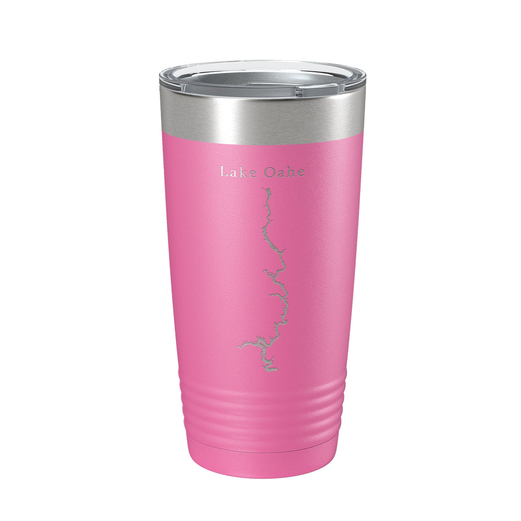 Lake Oahe Map Tumbler Travel Mug Insulated Laser Engraved Coffee Cup North Dakota 20 oz