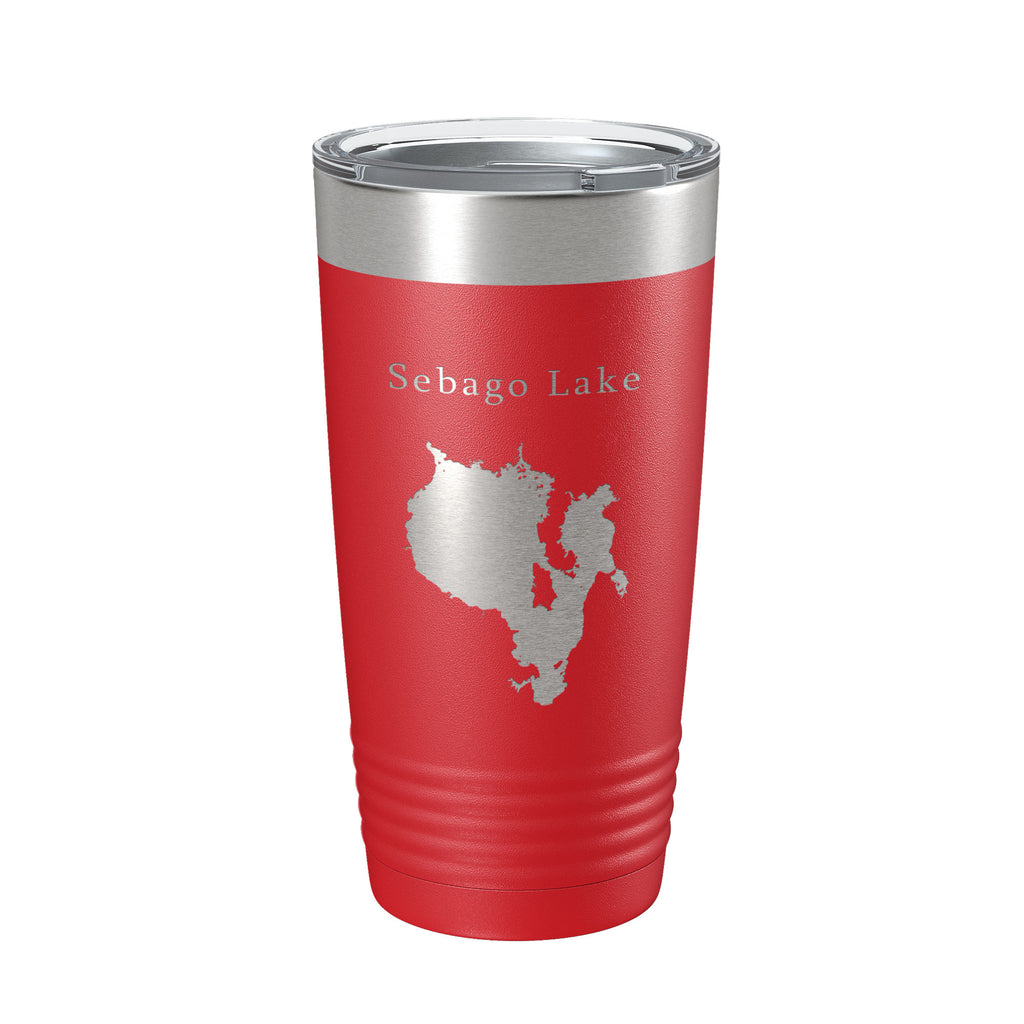 Sebago Lake Map Tumbler Travel Mug Insulated Laser Engraved Coffee Cup Maine 20 oz