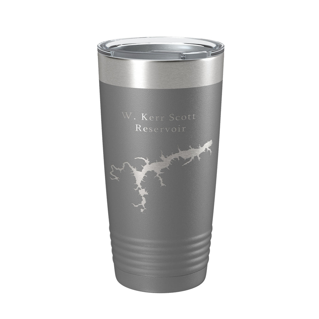 W. Kerr Scott Reservoir Tumbler Lake Map Travel Mug Insulated Laser Engraved Coffee Cup North Carolina 20 oz