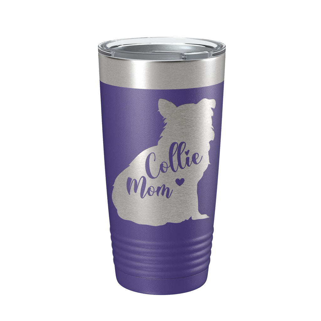 Collie Mom Tumbler Dog Travel Mug Gift Insulated Laser Engraved Coffee Cup 20 oz