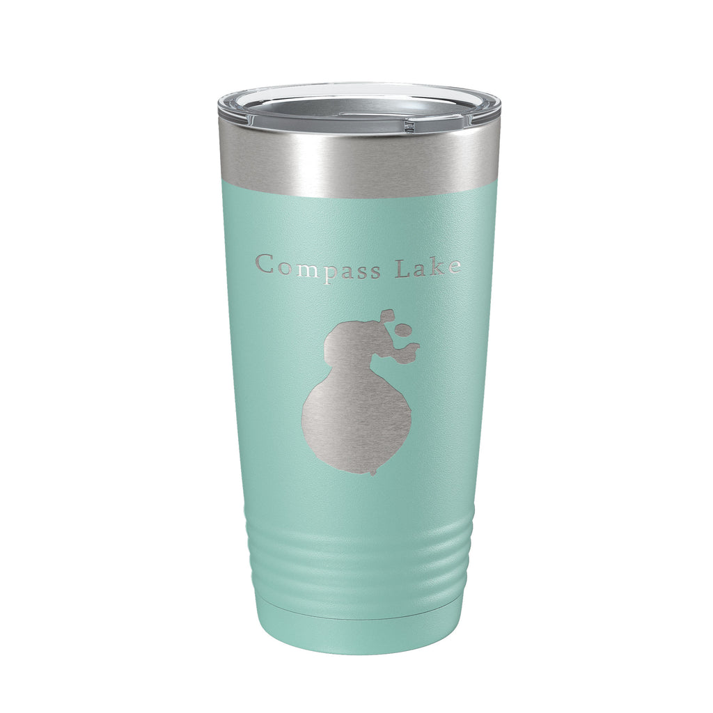 Compass Lake Map Tumbler Travel Mug Insulated Laser Engraved Coffee Cup Florida 20 oz