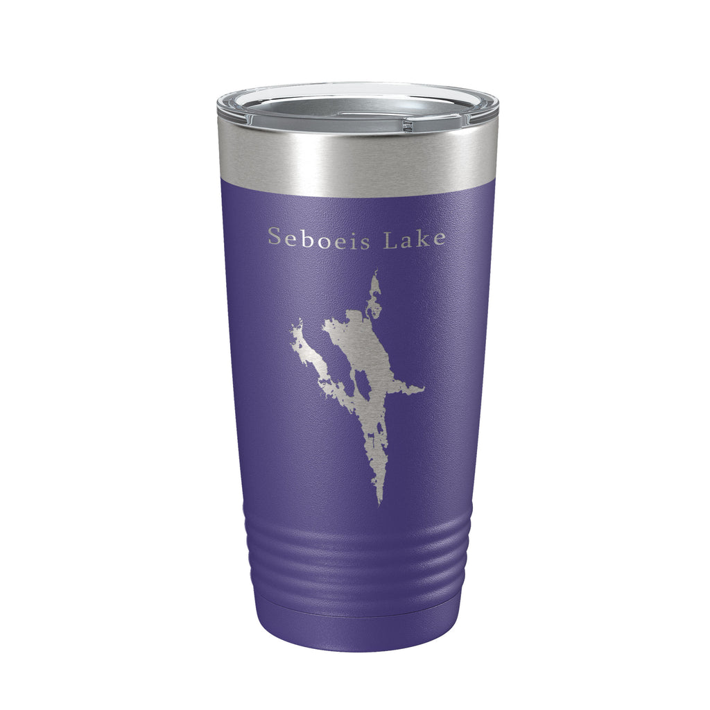 Seboeis Lake Map Tumbler Travel Mug Insulated Laser Engraved Coffee Cup Maine 20 oz