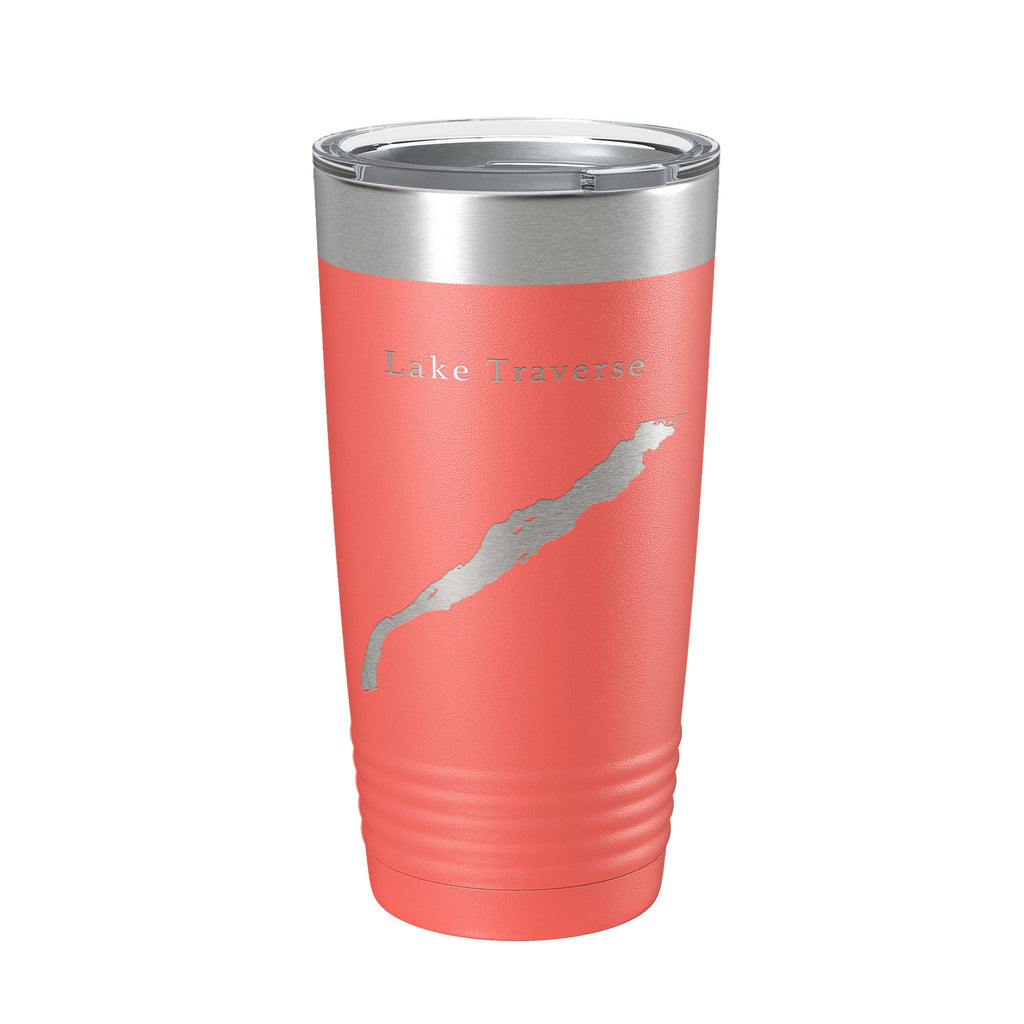 Lake Traverse Map Tumbler Travel Mug Insulated Laser Engraved Coffee Cup South Dakota Minnesota 20 oz