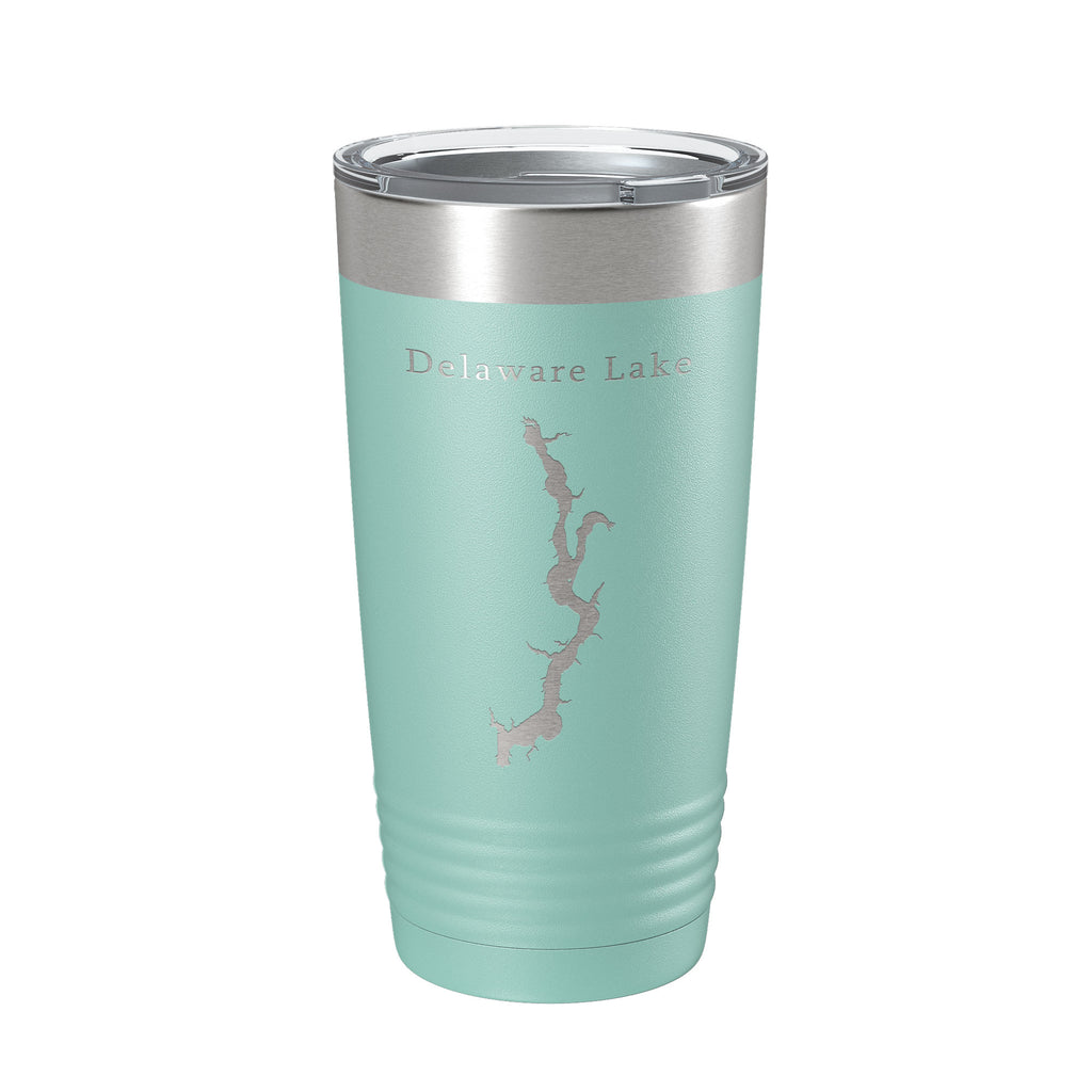 Delaware Lake Map Tumbler Travel Mug Insulated Laser Engraved Coffee Cup Ohio 20 oz