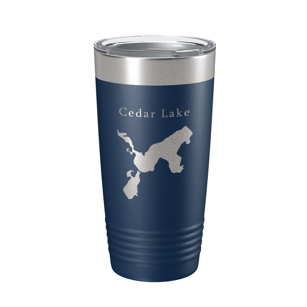 Cedar Lake Map Tumbler Travel Mug Insulated Laser Engraved Coffee Cup Van Buren County Michigan 20 oz