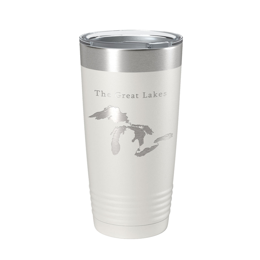 The Great Lakes Map Tumbler Travel Mug Insulated Laser Engraved Coffee Cup Superior Michigan Huron Erie Ontario 20 oz