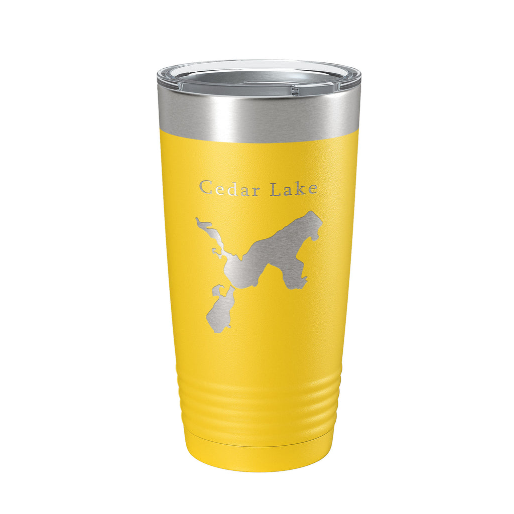 Cedar Lake Map Tumbler Travel Mug Insulated Laser Engraved Coffee Cup Van Buren County Michigan 20 oz